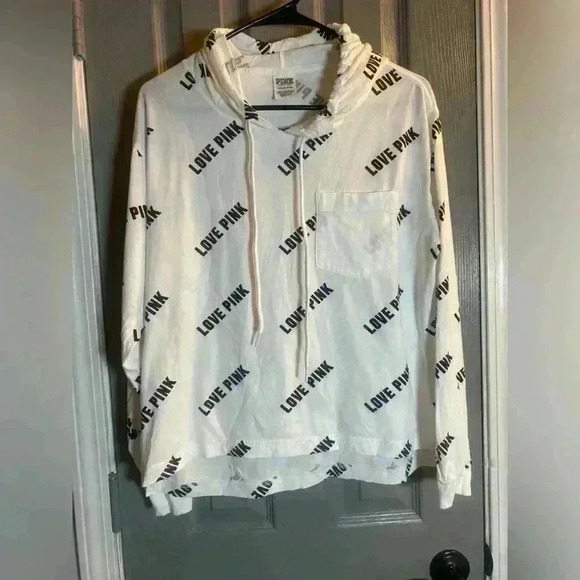 PINK Victoria’s Secret Hoodie in black & white. Women’s S/P - Picture 1 of 5